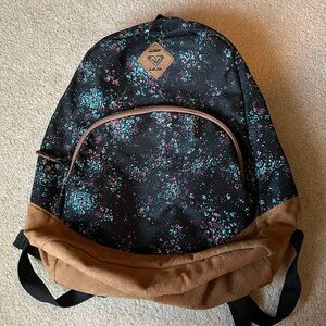 Roxy Brown and Floral Suede Backpack